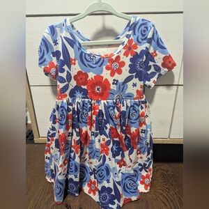 Floral Twirl Dress - Red, Blue, White